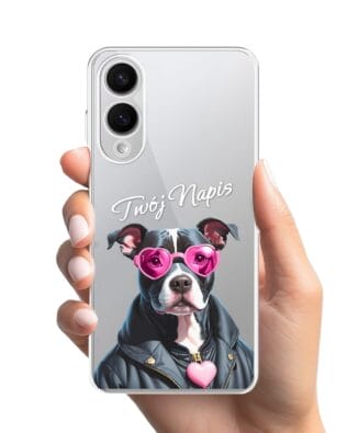 Etui do Samsung Galaxy S25 Edge przeźroczyste, silikonowe Flexi, Puppy Love, pies rasy Amstaff