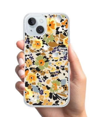 Etui do iPhone 15 Plus z MagSafe przeźroczyste, silikonowe Flexi, malowane kwiatki