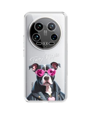 Etui do Xiaomi 14 Ultra przeźroczyste, silikonowe Flexi, Puppy Love, pies rasy Amstaff