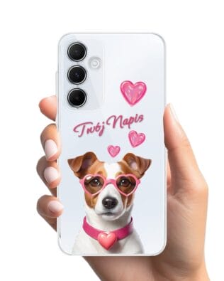 Etui do Samsung Galaxy A35 5G przeźroczyste, silikonowe Flexi, Puppy Love, pies rasy Jack Russell Terrier
