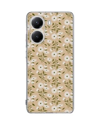 Etui do Xiaomi POCO X7 Pro przeźroczyste, silikonowe Flexi, delikatne kwiatki na cielistym tle