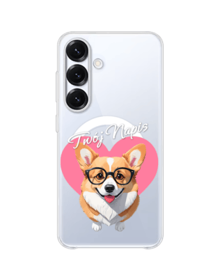 Etui do Samsung Galaxy S25 z MagSafe przeźroczyste, silikonowe Flexi, Puppy Love, pies rasy Corgi