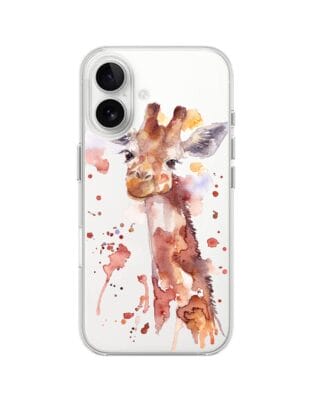 Etui do iPhone 16 przeźroczyste, silikonowe Flexi, Akwarelowe Zoo, Żyrafa
