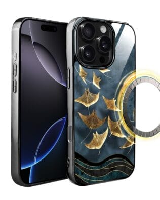 Etui do iPhone 16 Pro Max IBIZU Elite Glass z MagSafe Magia Azji, Morze, Lot płaszczek, czarne