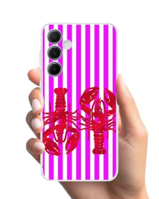Etui do Samsung Galaxy A55 5G przeźroczyste, silikonowe Flexi, kraby z różowymi paskami