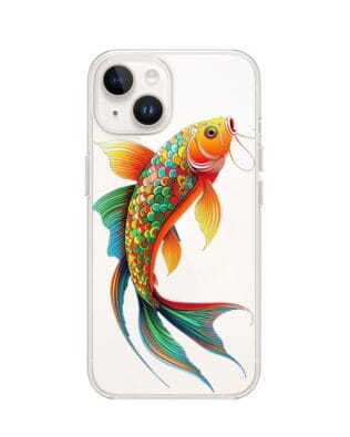 Etui do iPhone 13 przeźroczyste, silikonowe Flexi, Dzika Mandala, Złota ryba