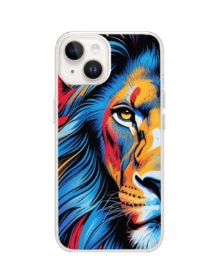 Etui do iPhone 14 Plus przeźroczyste, silikonowe Flexi, Dzika Mandala, Lwie spojrzenie