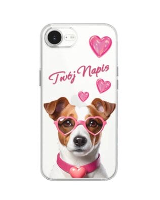 Etui do iPhone 16e przeźroczyste, silikonowe Flexi, Puppy Love, pies rasy Jack Russell Terrier