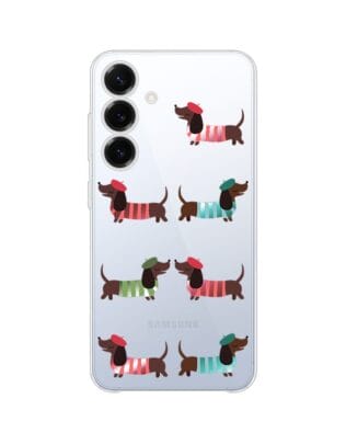 Etui do Samsung Galaxy S25 Plus przeźroczyste, silikonowe Flexi, jamnik w Paryżu