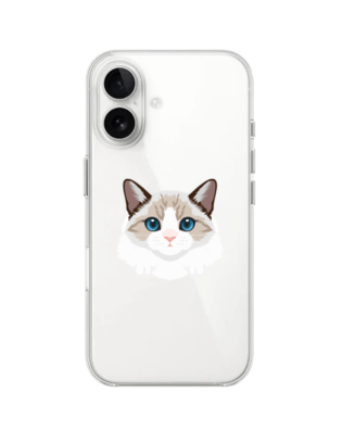 Etui do iPhone 16 Plus przeźroczyste, silikonowe Flexi, kot birmański