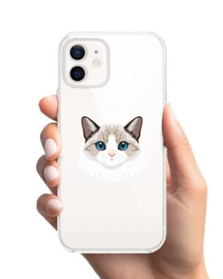 Etui do iPhone 12 Mini przeźroczyste, silikonowe Flexi, kot birmański