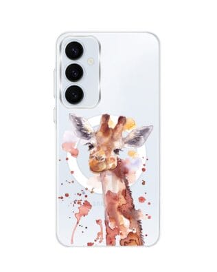Etui do Samsung Galaxy A35 5G z MagSafe przeźroczyste, silikonowe Flexi, Akwarelowe Zoo, Żyrafa