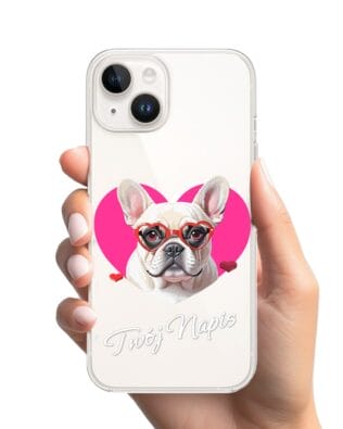 Etui do iPhone 13 przeźroczyste, silikonowe Flexi, Puppy Love, pies rasy Buldog Francuski