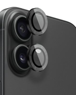 Metalowa osłona obiektywu aparatu ze szkła hartowanego 9H do iPhone 16 Plus, 1 zestaw, czarna