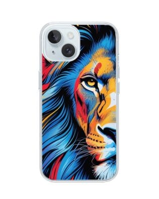 Etui do iPhone 15 przeźroczyste, silikonowe Flexi, Dzika Mandala, Lwie spojrzenie