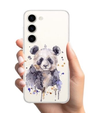 Etui do Samsung Galaxy S23 przeźroczyste, silikonowe Flexi, Akwarelowe Zoo, Panda