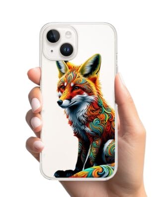 Etui do iPhone 14 przeźroczyste, silikonowe Flexi, Dzika Mandala, Lis