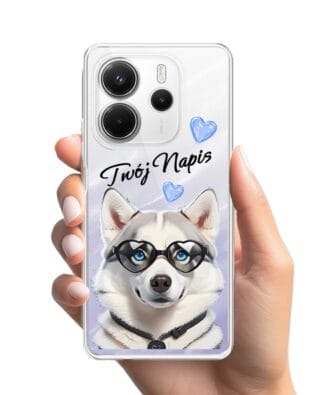 Etui do Xiaomi Redmi Note 14 4G przeźroczyste, silikonowe Flexi, Puppy Love, pies rasy Husky