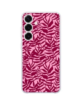 Etui do Samsung Galaxy S25 przeźroczyste, silikonowe Flexi, bordowe liście