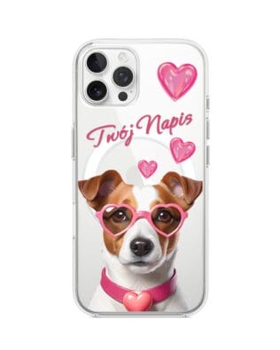 Etui do iPhone 12 Pro Max z MagSafe przeźroczyste, silikonowe Flexi, Puppy Love, pies rasy Jack Russell Terrier