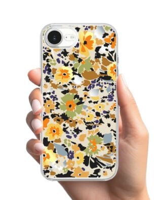 Etui do iPhone 16e przeźroczyste, silikonowe Flexi, malowane kwiatki