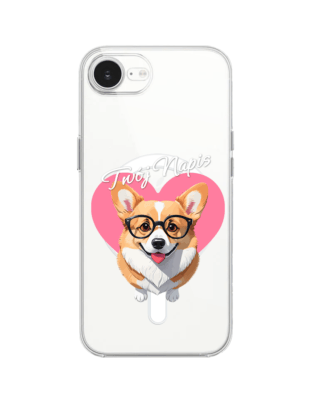 Etui do iPhone 16e z MagSafe przeźroczyste, silikonowe Flexi, Puppy Love, pies rasy Corgi