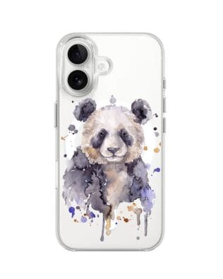 Etui do iPhone 16 z MagSafe przeźroczyste, silikonowe Flexi, Akwarelowe Zoo, Panda
