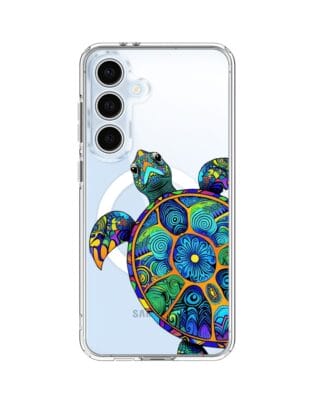 Etui do Samsung Galaxy S24 FE z MagSafe przeźroczyste, silikonowe Flexi, Dzika Mandala, Żółw