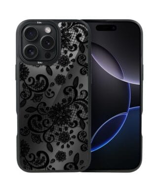 Etui do iPhone 16 Pro Max IBIZU DropGuard Matt z MagSafe, Midnight, Koronkowa czerń