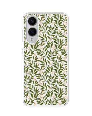 Etui do Samsung Galaxy S25 Edge z MagSafe przeźroczyste, silikonowe Flexi, zielone gałązki