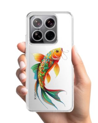 Etui do Xiaomi 14 Pro przeźroczyste, silikonowe Flexi, Dzika Mandala, Złota ryba