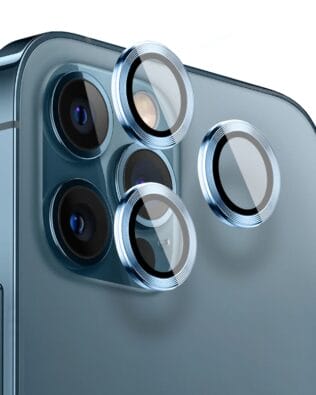 Metalowa osłona obiektywu aparatu ze szkła hartowanego 9H do iPhone 12 Pro Max, 1 zestaw, niebieski pacyficzny