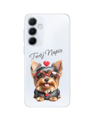 Etui do Samsung Galaxy A35 5G przeźroczyste, silikonowe Flexi, Puppy Love, pies rasy York