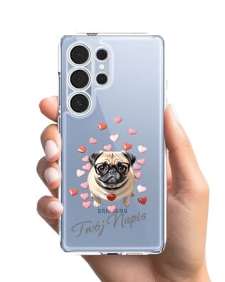 Etui do Samsung Galaxy S25 Ultra przeźroczyste, silikonowe Flexi, Puppy Love, pies rasy Mops