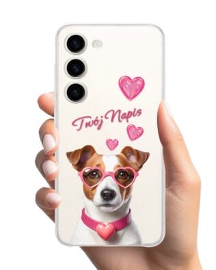 Etui do Samsung Galaxy S23 przeźroczyste, silikonowe Flexi, Puppy Love, pies rasy Jack Russell Terrier