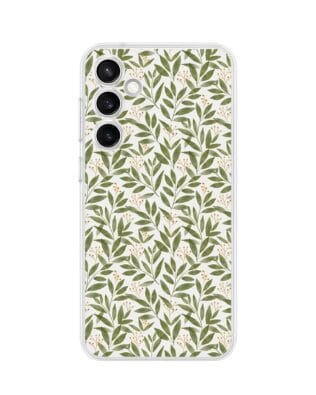 Etui do Samsung Galaxy S23 Plus przeźroczyste, silikonowe Flexi, zielone gałązki