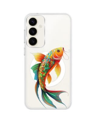 Etui do Samsung Galaxy S23 Plus z MagSafe przeźroczyste, silikonowe Flexi, Dzika Mandala, Złota ryba