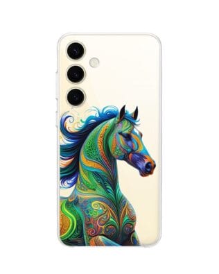 Etui do Samsung Galaxy S24 Plus przeźroczyste, silikonowe Flexi, Dzika Mandala, Koń