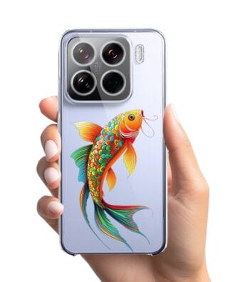 Etui do Xiaomi 15 przeźroczyste, silikonowe Flexi, Dzika Mandala, Złota ryba