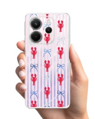 Etui do Xiaomi Redmi Note 14 4G przeźroczyste, silikonowe Flexi, krab i kokardki