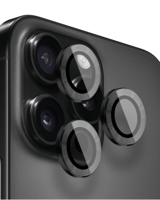 Metalowa osłona obiektywu aparatu ze szkła hartowanego 9H do iPhone 16 Pro, 1 zestaw, czarna