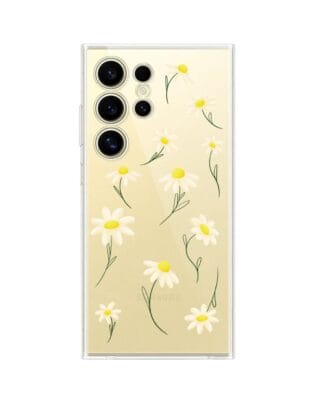 Etui do Samsung Galaxy S24 Ultra przeźroczyste, silikonowe Flexi, stokrotki