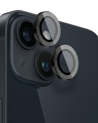 Metalowa osłona obiektywu aparatu ze szkła hartowanego 9H do iPhone 14, 1 zestaw, czarna