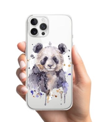 Etui do iPhone 12 Pro z MagSafe przeźroczyste, silikonowe Flexi, Akwarelowe Zoo, Panda