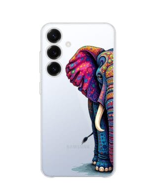 Etui do Samsung Galaxy S25 przeźroczyste, silikonowe Flexi, Dzika Mandala, Słoń