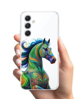 Etui do Samsung Galaxy A54 5G przeźroczyste, silikonowe Flexi, Dzika Mandala, Koń