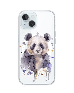 Etui do iPhone 15 z MagSafe przeźroczyste, silikonowe Flexi, Akwarelowe Zoo, Panda