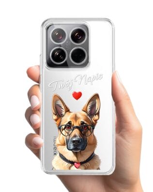 Etui do Xiaomi 14 przeźroczyste, silikonowe Flexi, Puppy Love, pies rasy Owczarek Niemiecki