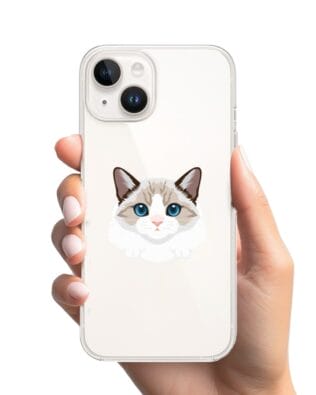 Etui do iPhone 14 Plus przeźroczyste, silikonowe Flexi, kot birmański
