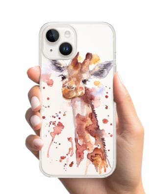Etui do iPhone 13 przeźroczyste, silikonowe Flexi, Akwarelowe Zoo, Żyrafa